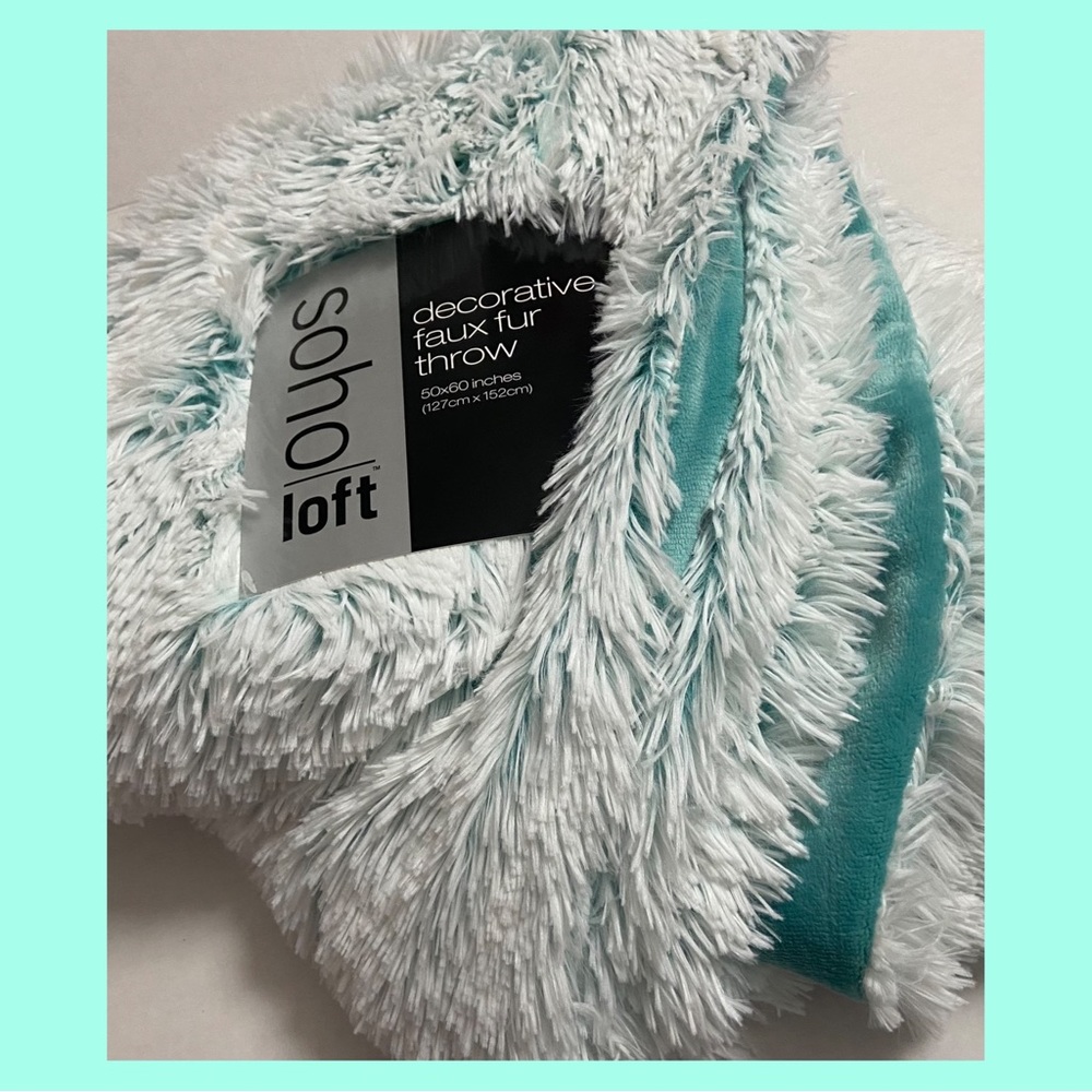 Long Shaggy Fluffy Faux Fur Throw Blanket 50" x 60" By Soho Loft